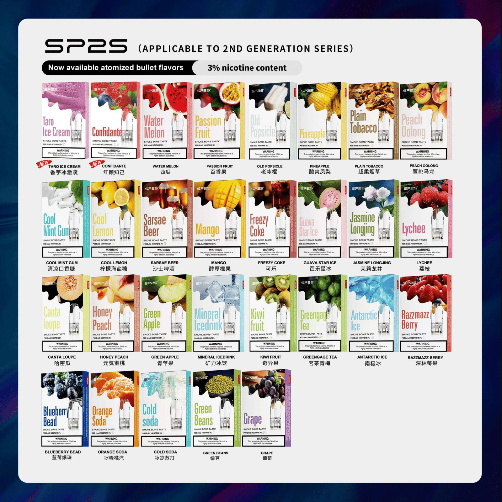 SP2S 思博瑞一代電子煙煙彈|3入裝|多種口味選擇|正品保障 SP2S 思博瑞一代電子煙煙彈