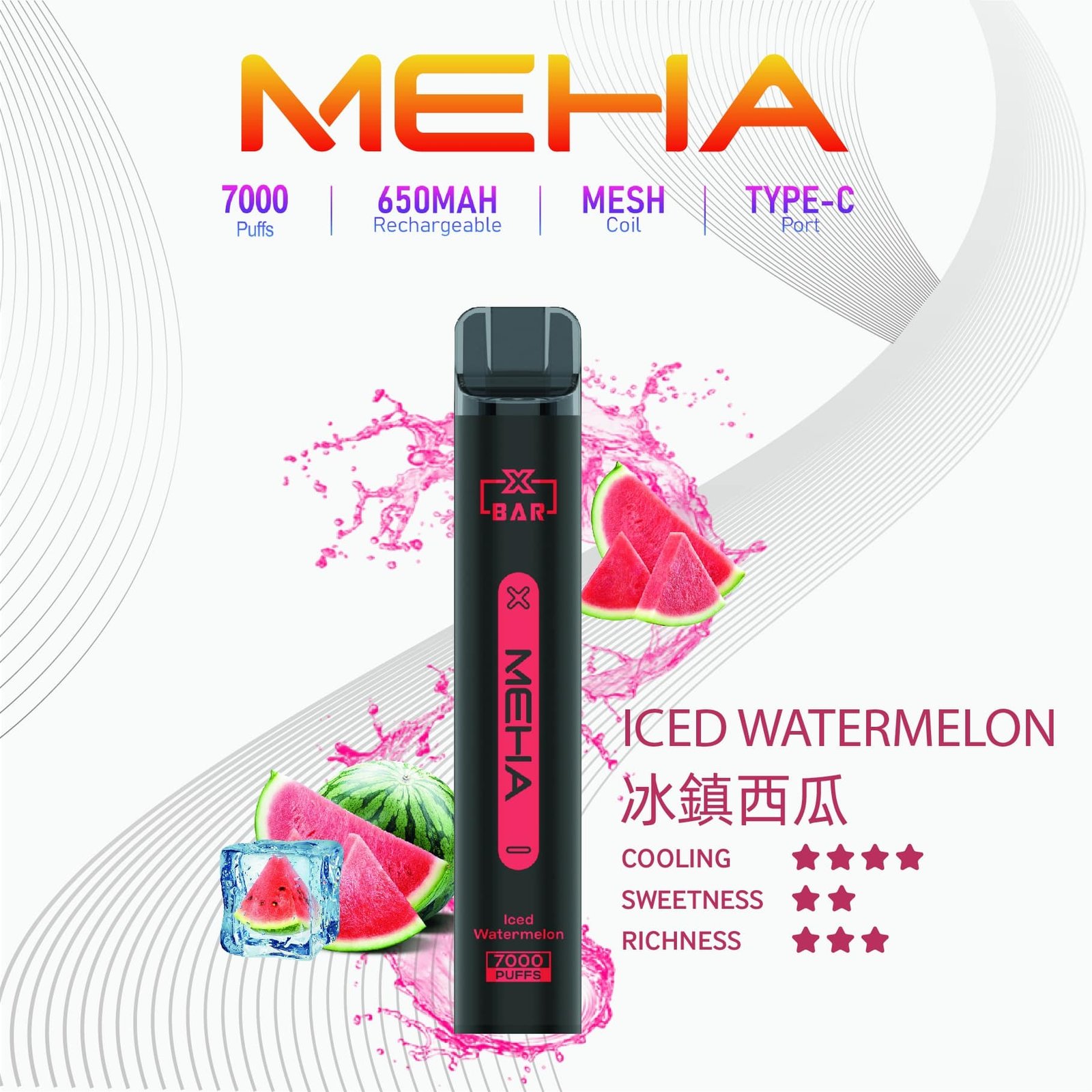 Meha Xbar 魅嗨小黑條 一次性電子煙 7000口|大容量持久型 台灣現貨供應 Meha Xbar 魅嗨小黑條 一次性電子煙 7000口|大容量持久型 台灣現貨供應:圖片 6